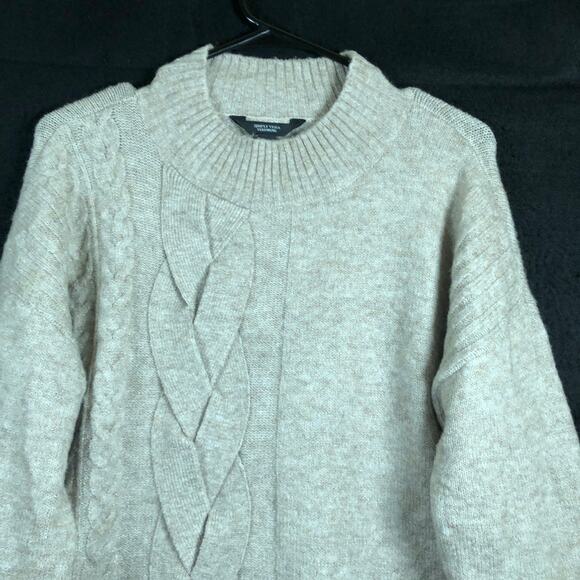 Vera Wang Womens Sweater Brown Cable Knit Mock Neck Pullover Soft Stretch M - Picture 2 of 12